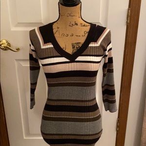 Brown striped sweater dress
